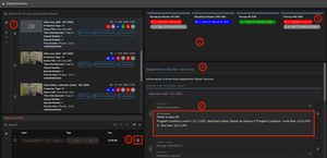 Screenshot aus Rally der die Failed Deliveries Seite zeigt: Ein Asst Picker mit Assets, rechts obene der Status, wo Rejected bei min. einer Master Version zeigt und unten der Text, warum es Rejected wurde mit einem QC Report.