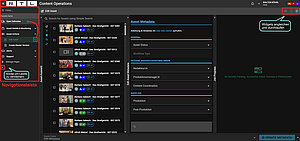 Screenshot eines Rally Gateways mit Hinweisen zur Navigation